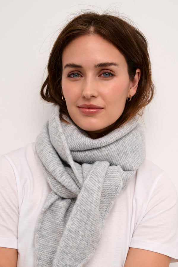 KASIV Big Knitted Scarf Grey Melange