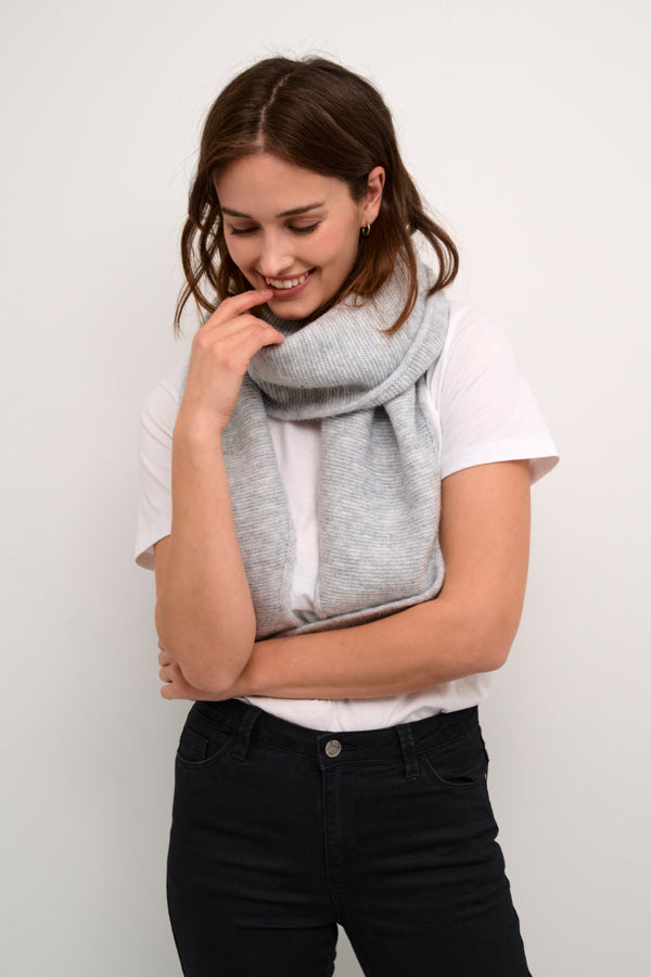 KASIV Big Knitted Scarf Grey Melange