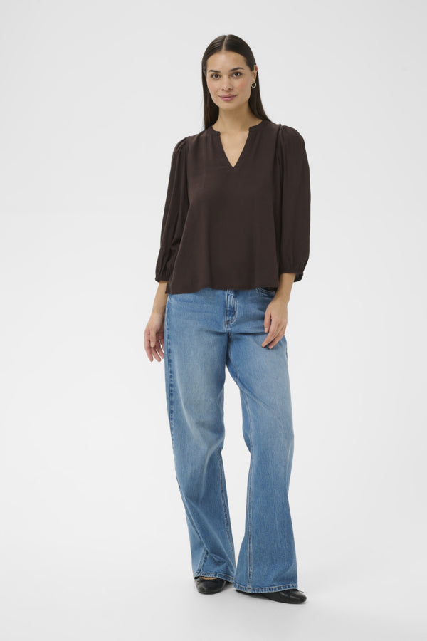KAMilia 3/4 SL Blouse Black Coffee