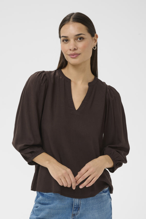 KAMilia 3/4 SL Blouse Black Coffee