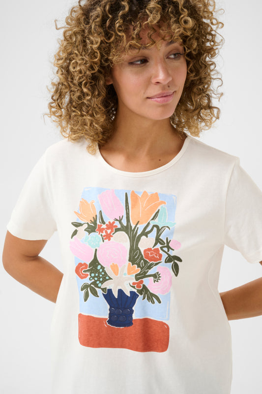 CRAmalua T-Shirt Pink Painted Bouqet