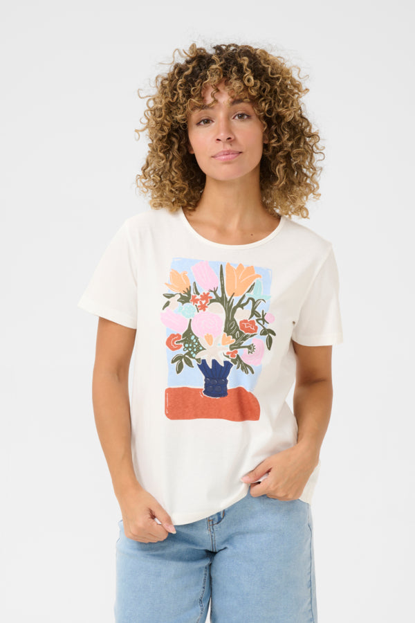 CRAmalua T-Shirt Pink Painted Bouqet