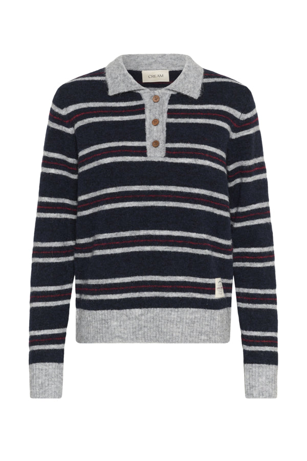 CRDitte Polo Pullover Navy Stripe