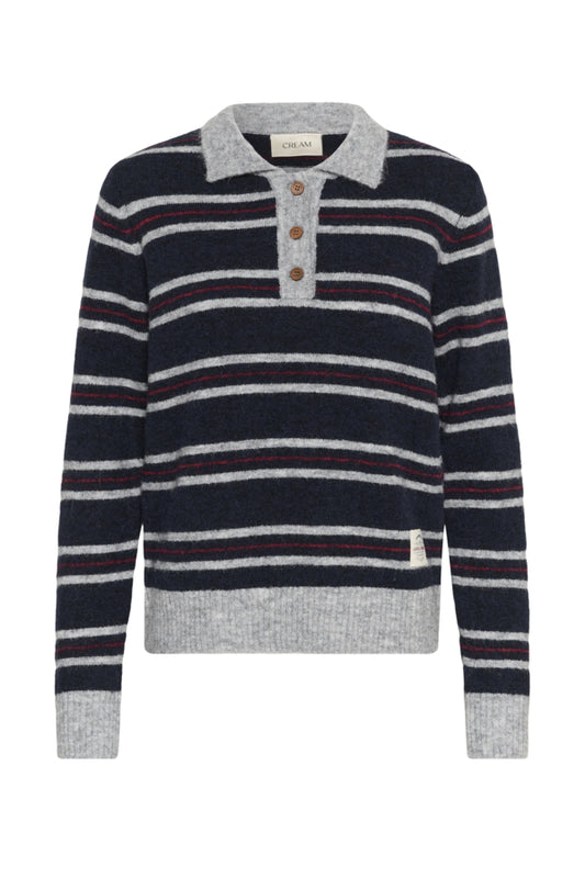 CRDitte Polo Pullover Navy Stripe