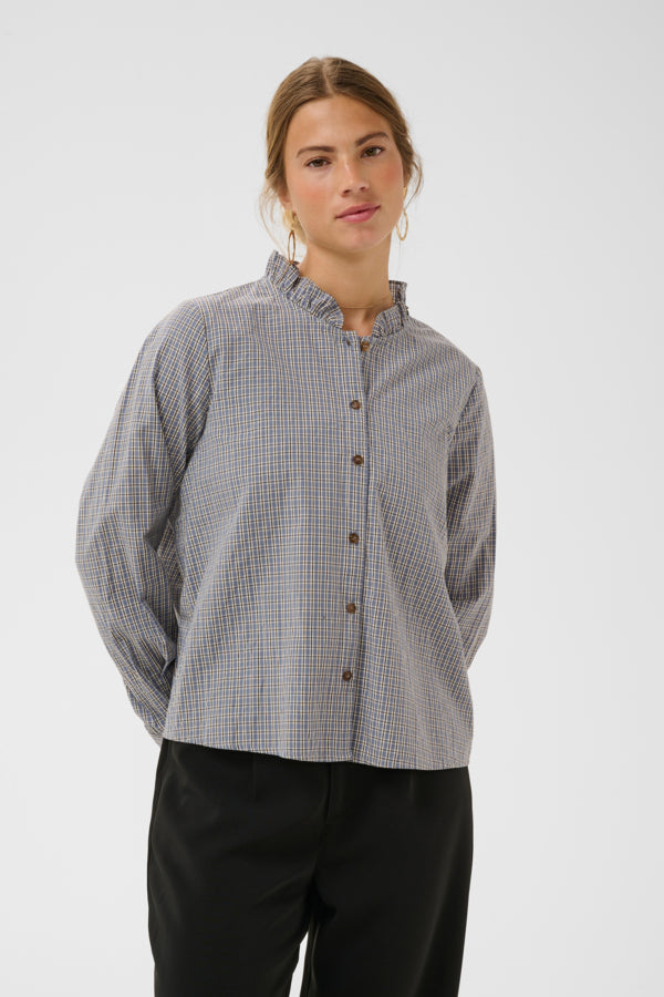 CRSyliah Check Blouse Blue