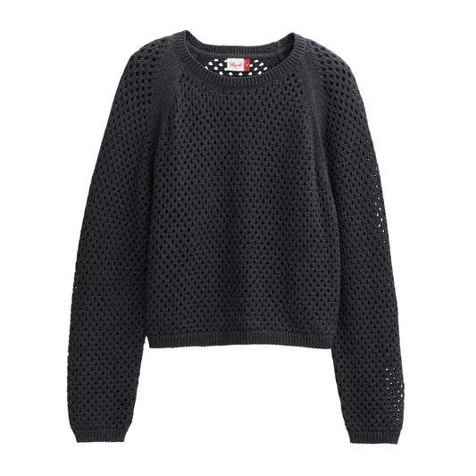 PWO Lochstrick Raglanpulli Anthratit