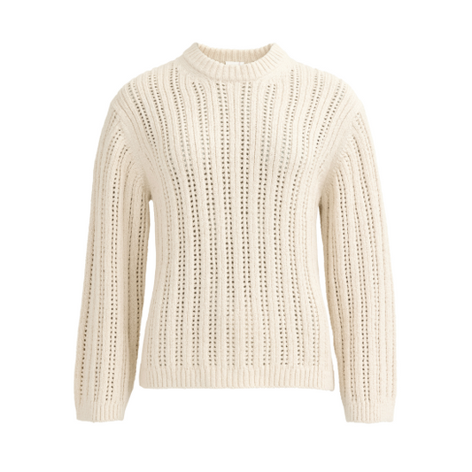 PWO Ajourstrick Pullover Natur