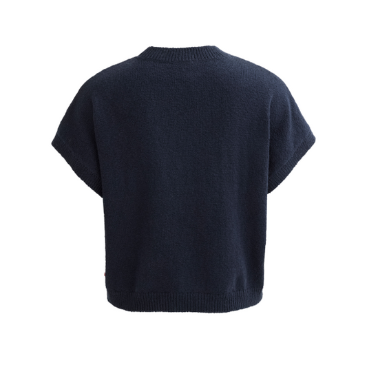 PWO Boucléstrick-Pullover Dunkelblau