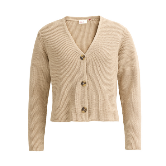 PWO Rippstrick Jacke Sand Melange