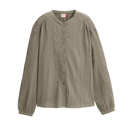PWO Langarm Bluse Moosgrau