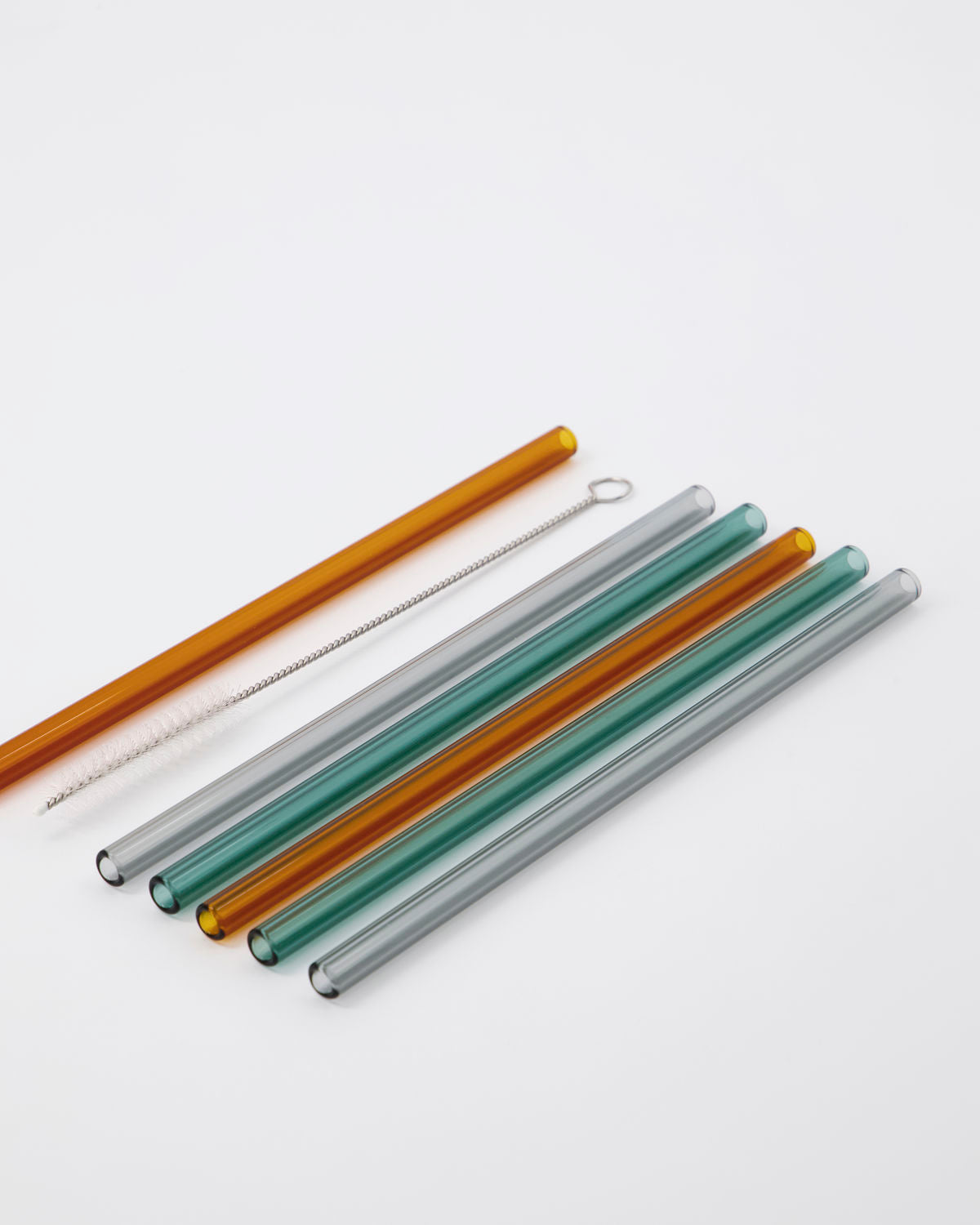 Strohhalme aus Glas, Vaca, Grün, Grau, Orange