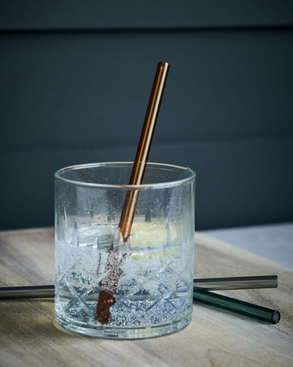 Strohhalme aus Glas, Vaca, Grün, Grau, Orange