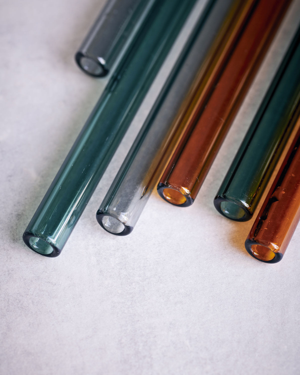 Strohhalme aus Glas, Vaca, Grün, Grau, Orange