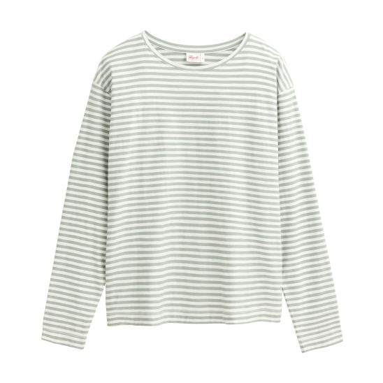 PWO Langarm Shirt Salbei geringelt