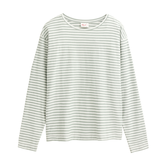 PWO Langarm Shirt Salbei geringelt