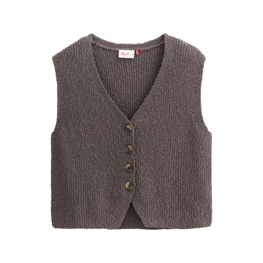 PWO Strick Weste Basalt