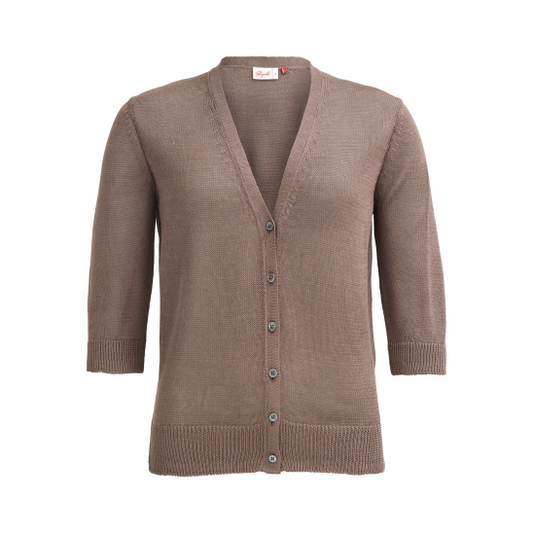 PWO Strickjacke Kurzarm Taupe