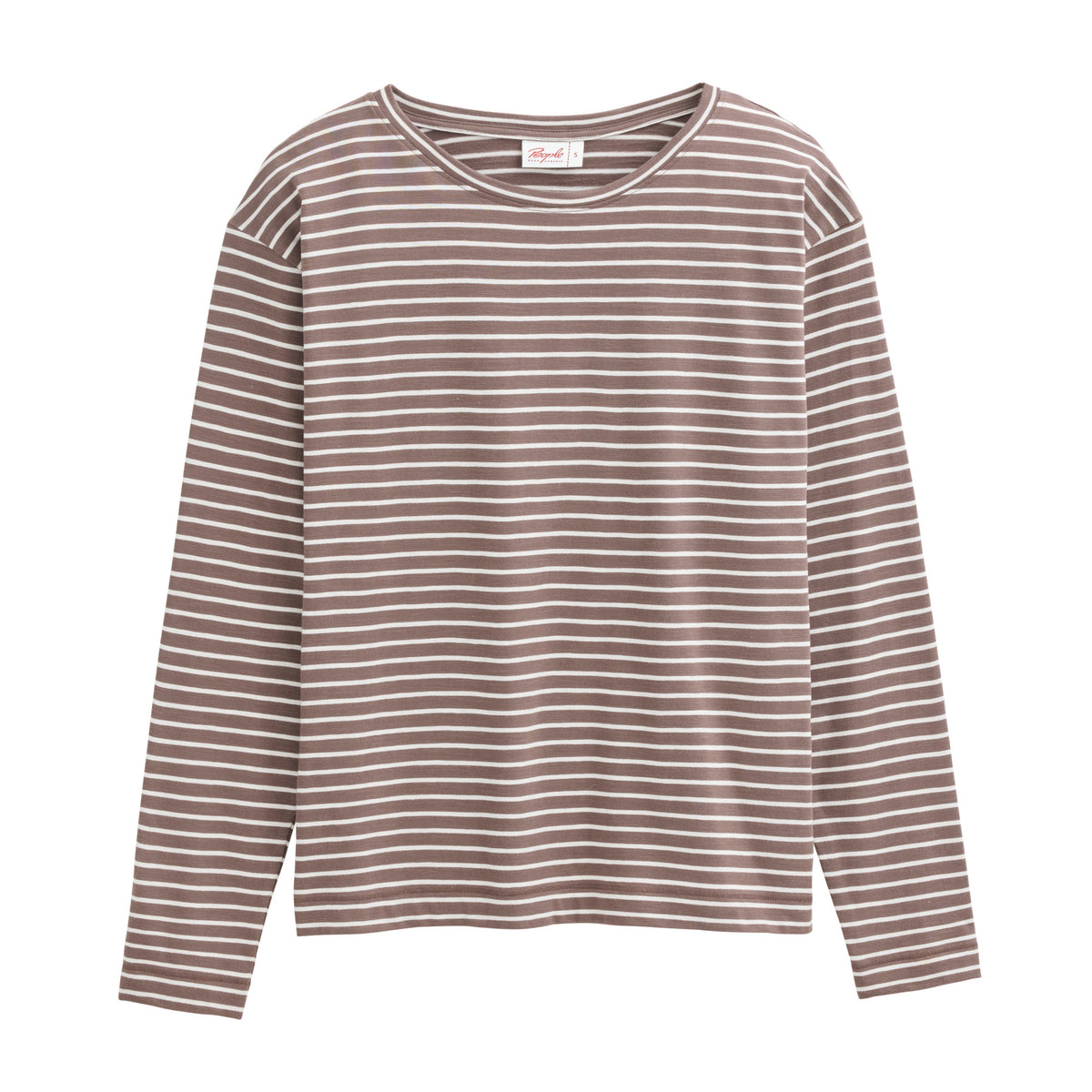 PWO Langarmshirt Taupe geringelt