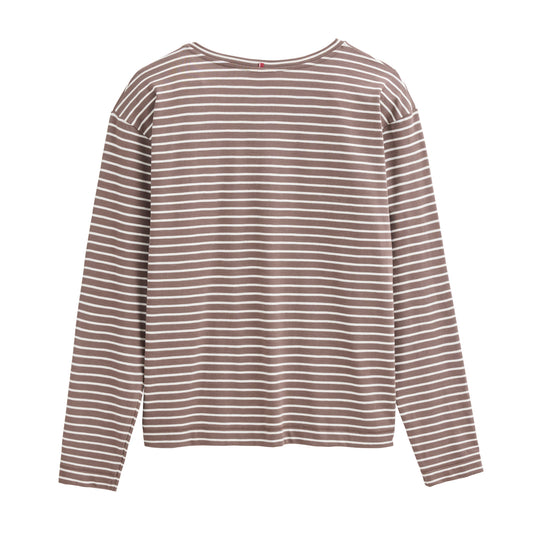 PWO Langarmshirt Taupe geringelt