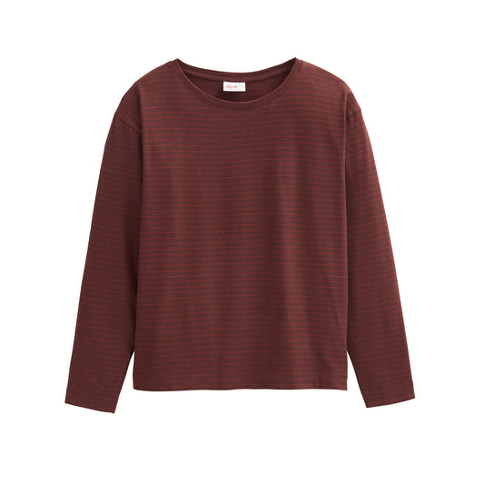 PWO Langarmshirt Kastanie geringelt