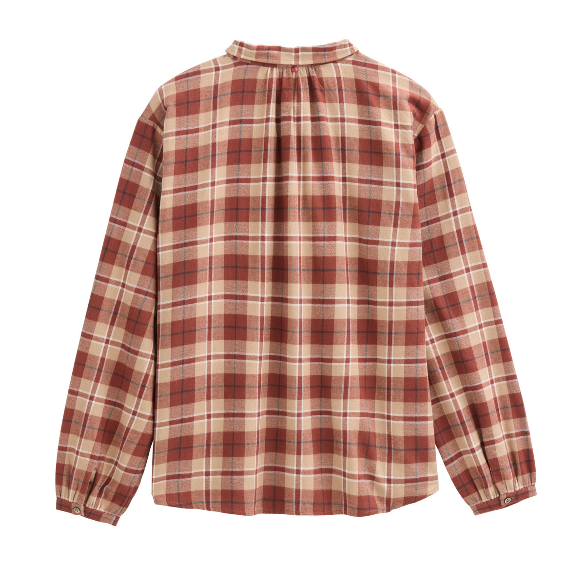 PWO Flanell Langarm Bluse Terrakotta
