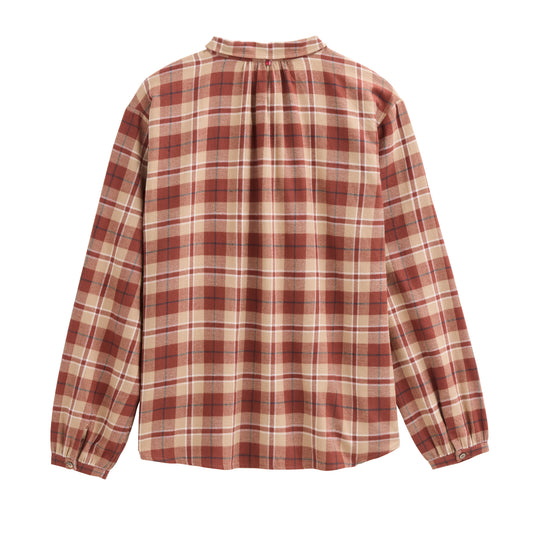 PWO Flanell Langarm Bluse Terrakotta