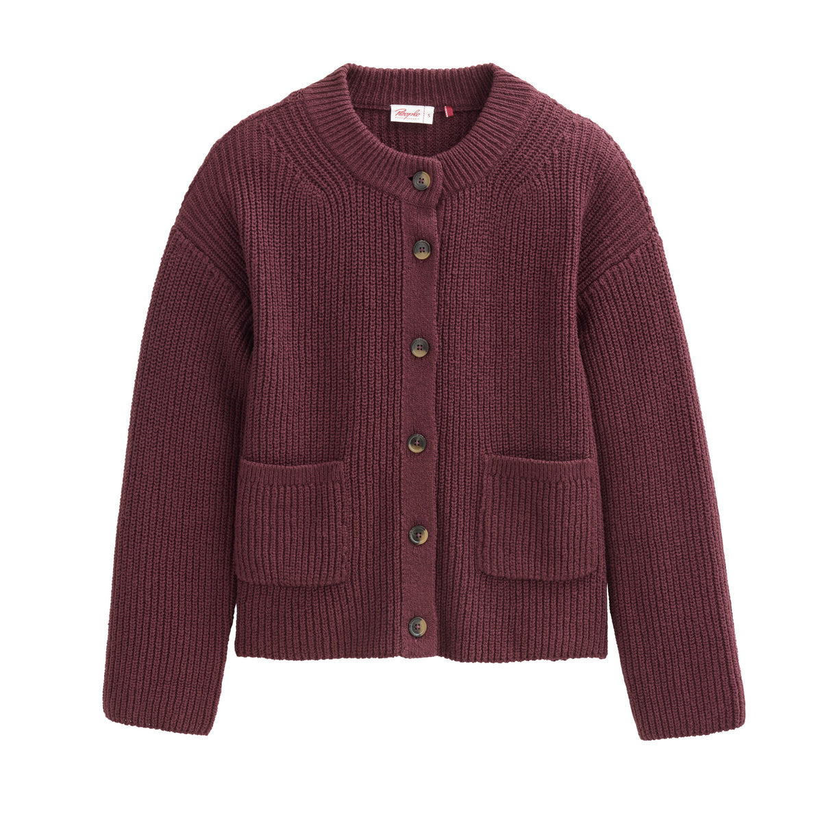 PWO Boucléstrickjacke Burgunder