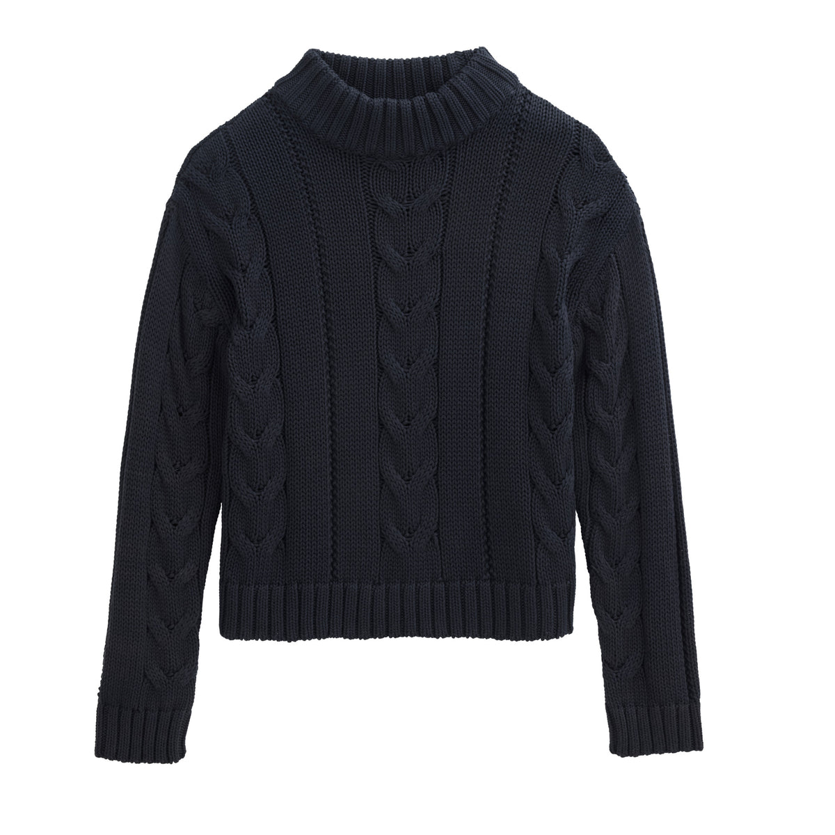 PWO Zopfstrick Pullover Schwarz