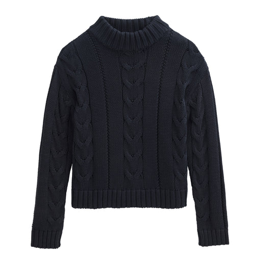 PWO Zopfstrick Pullover Schwarz