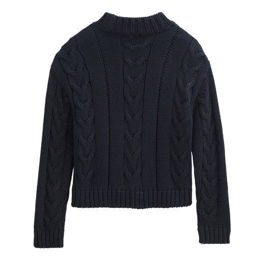 PWO Zopfstrick Pullover Schwarz