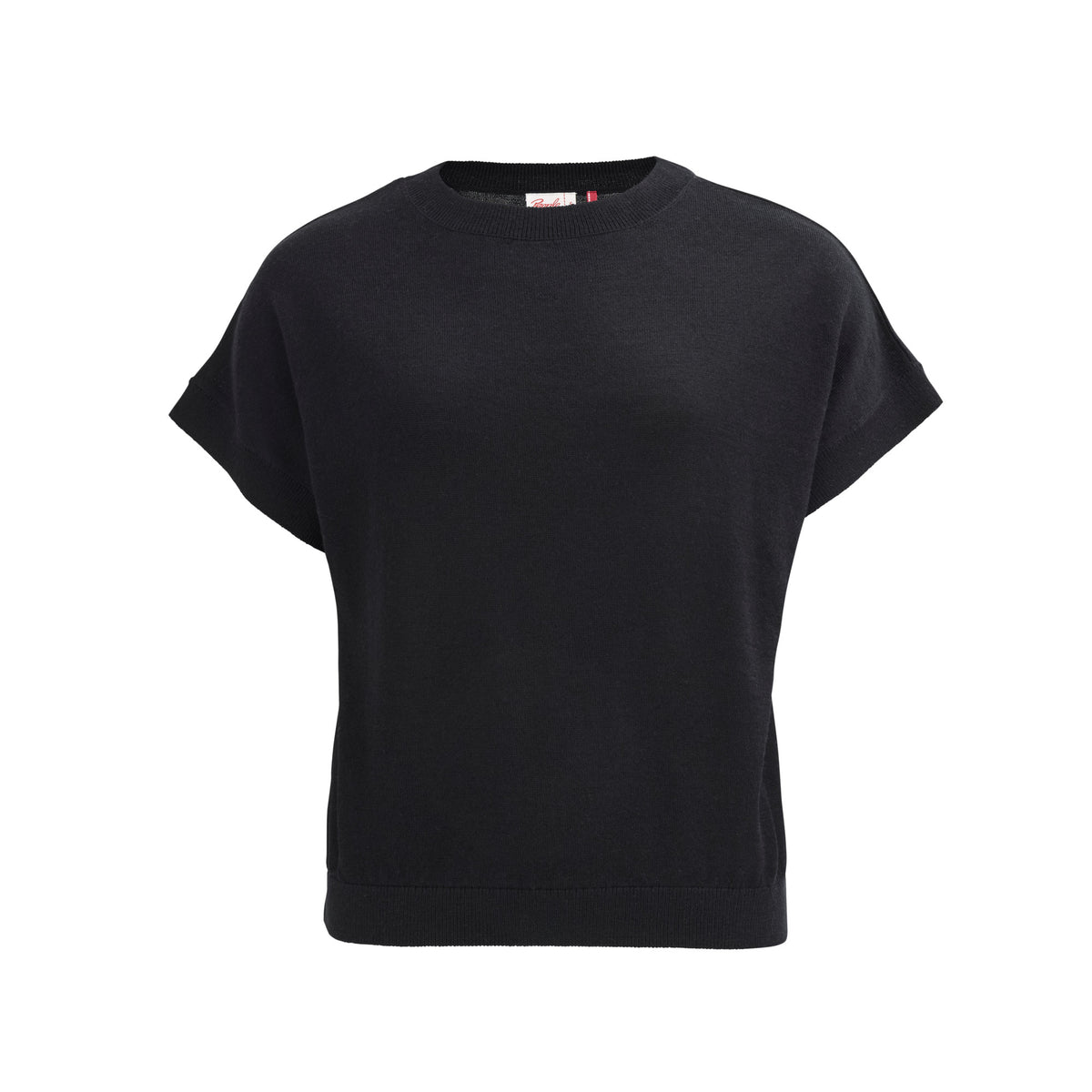 PWO Merino Strick Pullover Kurzarm Schwarz