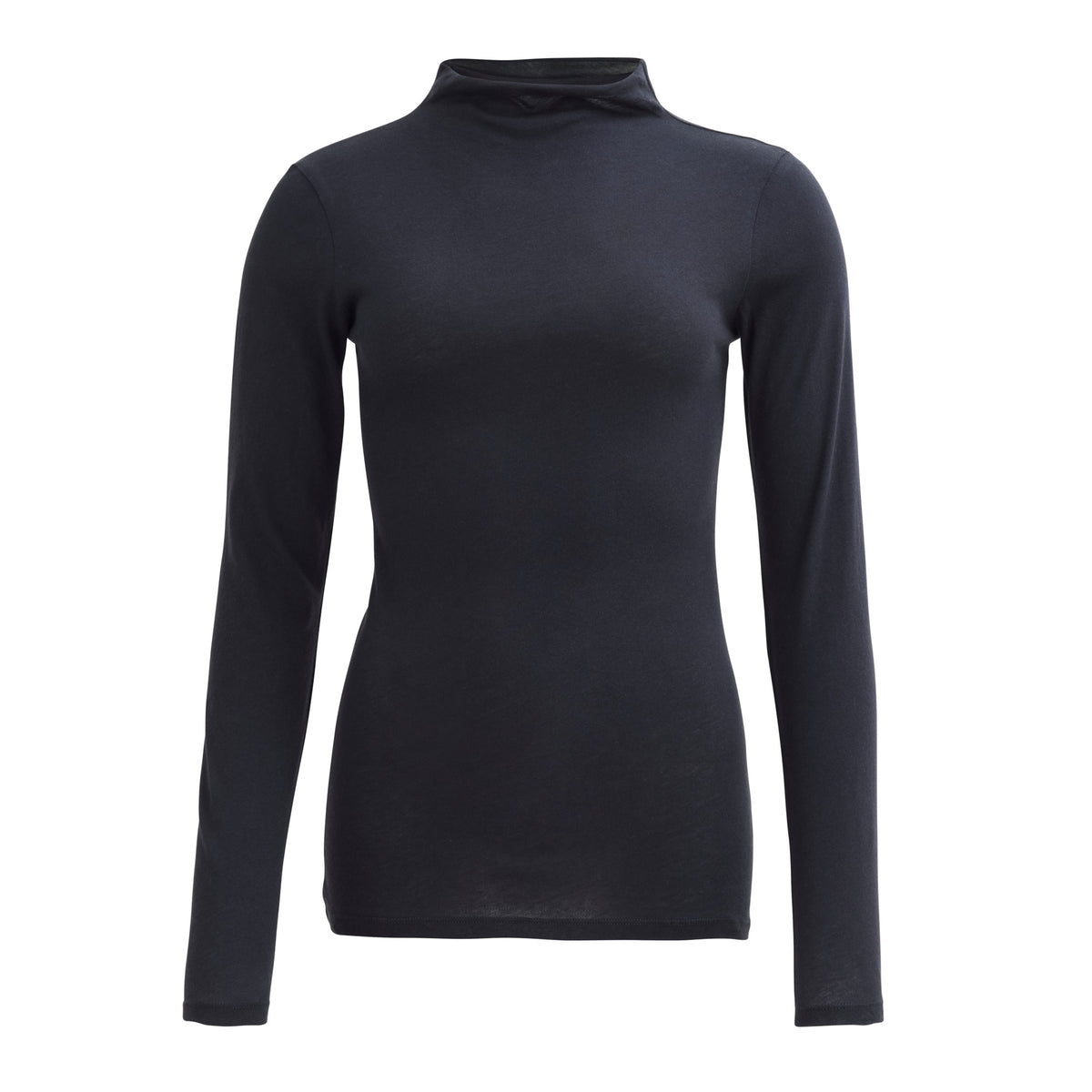 PWO Langarmshirt Stehkragen Schwarz