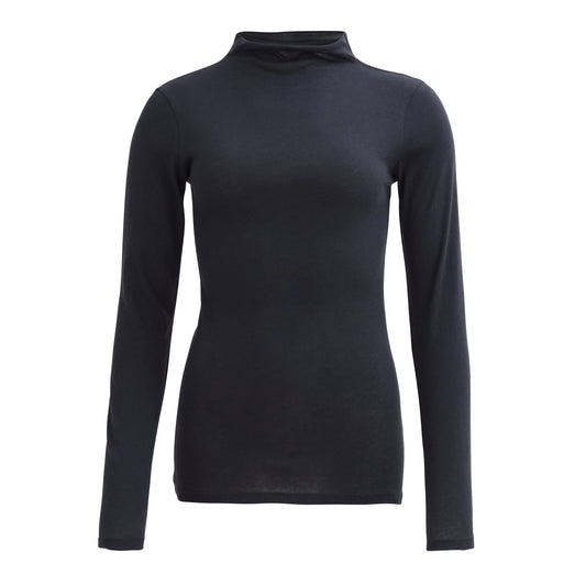 PWO Langarmshirt Stehkragen Schwarz