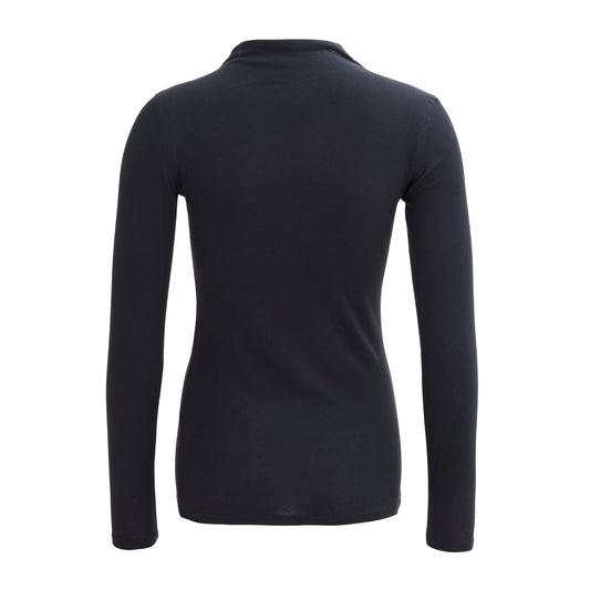 PWO Langarmshirt Stehkragen Schwarz