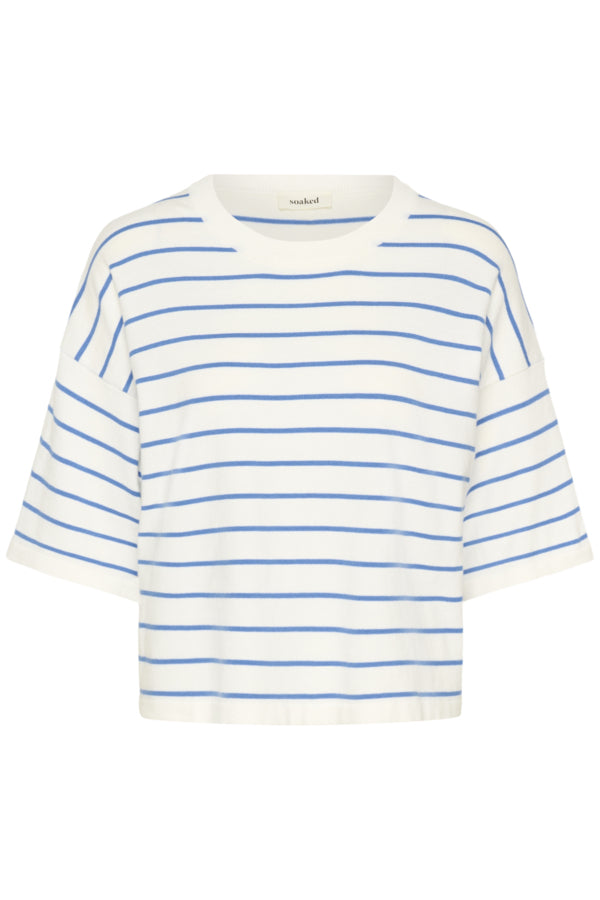 SLSpina Boxy Pullover White Blue Yonder