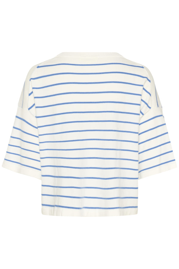 SLSpina Boxy Pullover White Blue Yonder