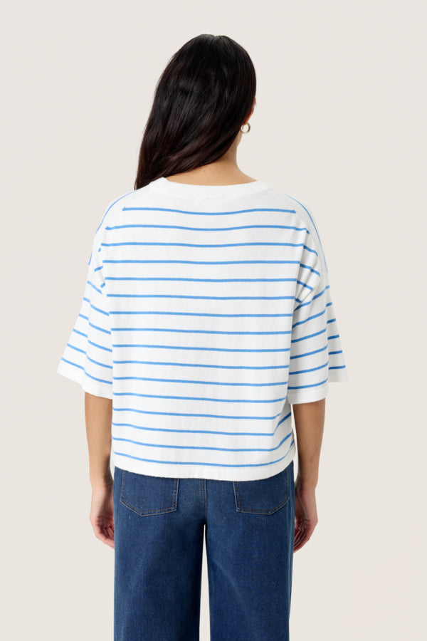 SLSpina Boxy Pullover White Blue Yonder
