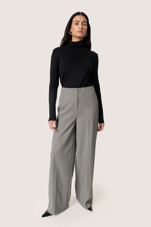 SLLilu Corinne Wide Long Pants Grey Melange