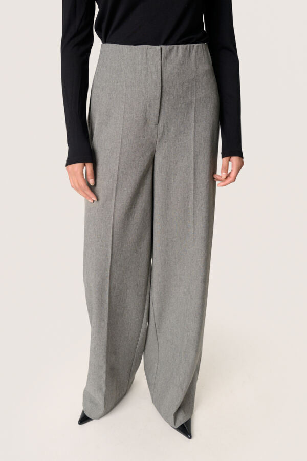 SLLilu Corinne Wide Long Pants Grey Melange