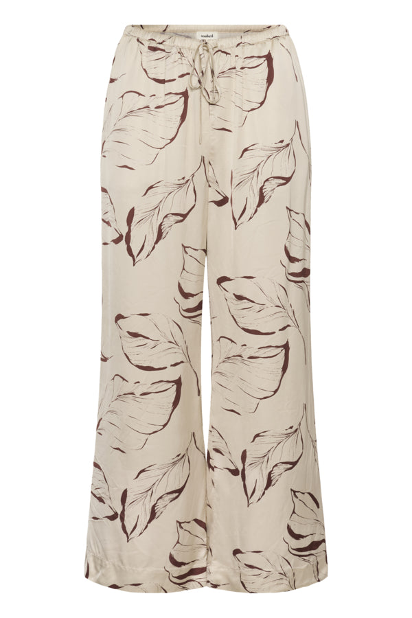 SLClero Flared Printed Pants Oatmeal Leave