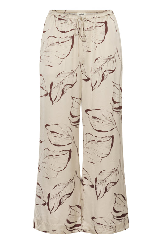 SLClero Flared Printed Pants Oatmeal Leave