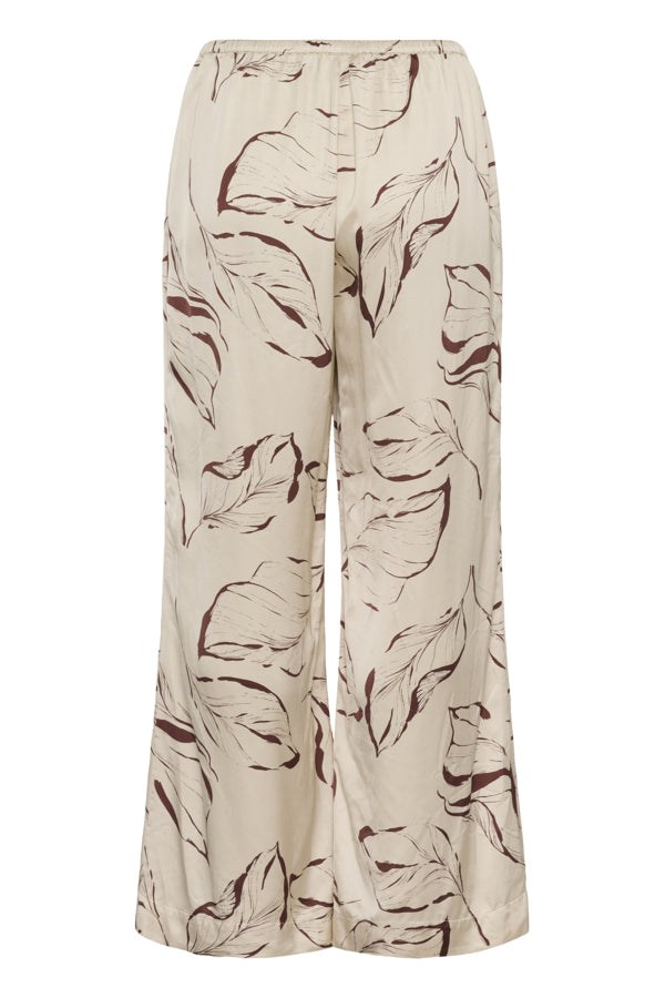 SLClero Flared Printed Pants Oatmeal Leave