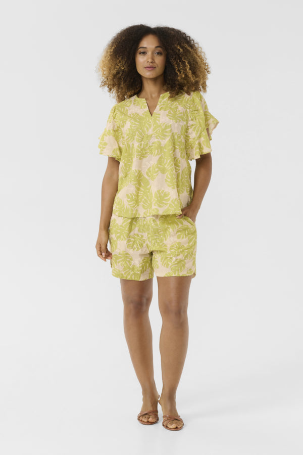 CUDebora Blouse Green Palm Leave