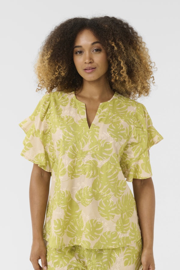 CUDebora Blouse Green Palm Leave