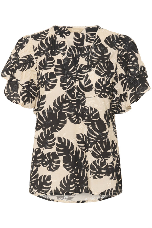 CUDebora Blouse Black Palm Leave
