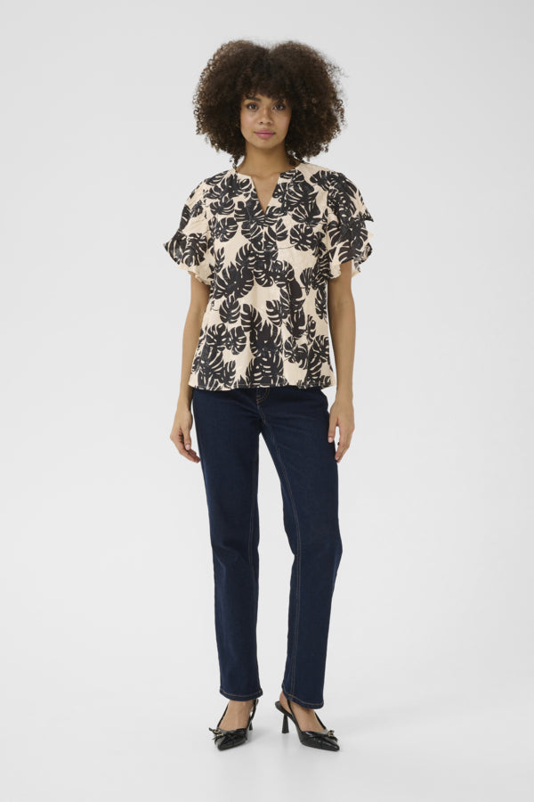CUDebora Blouse Black Palm Leave
