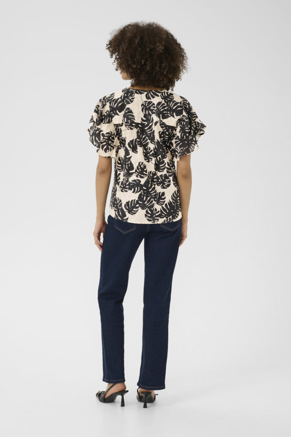 CUDebora Blouse Black Palm Leave