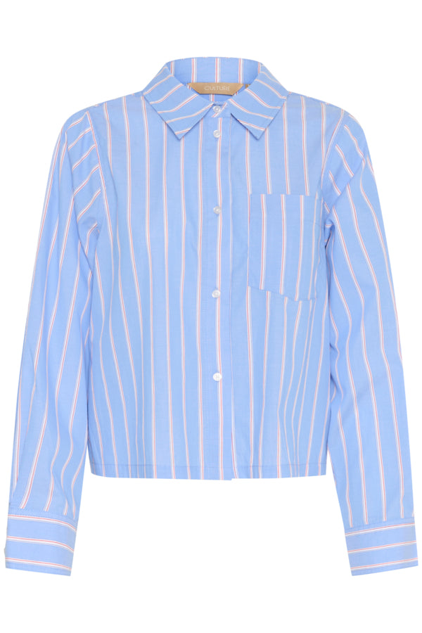 CUVelo Cropped Shirt Blue Stripe