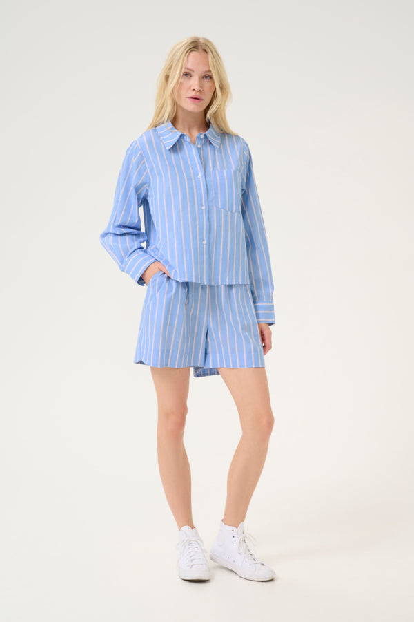 CUVelo Cropped Shirt Blue Stripe