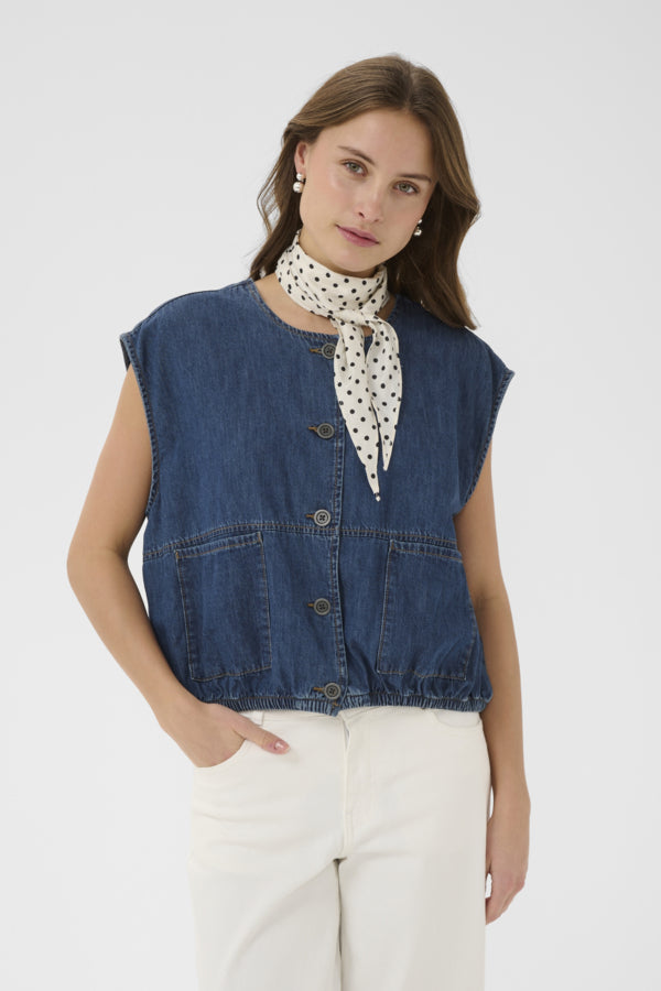 CULava Arpa Waiscoat Dark Blue Wash